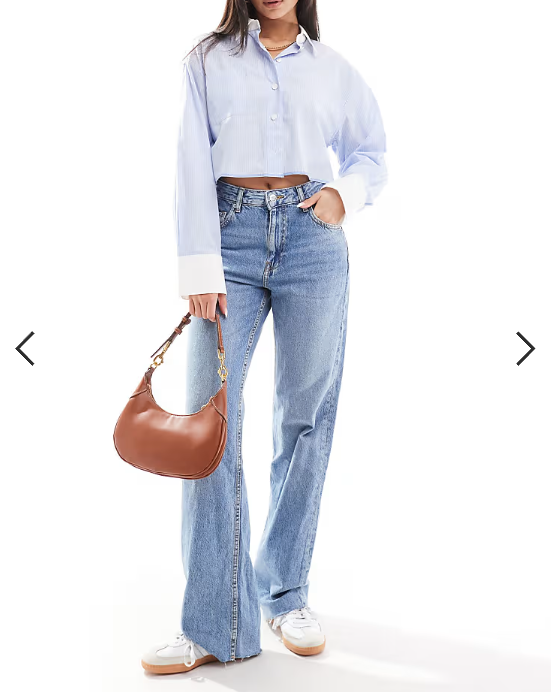 Mango Danila raw hem straight leg jeans in light blue
