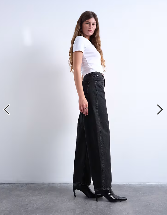 Topshop Barrel mid rise jean in washed black