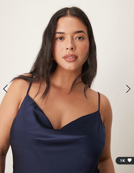 Vila Curve satin cowl neck cami maxi dress in navy