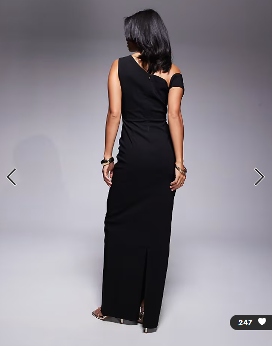 Vesper Petite bengaline one shoulder knot detail maxi bodycon dress in black