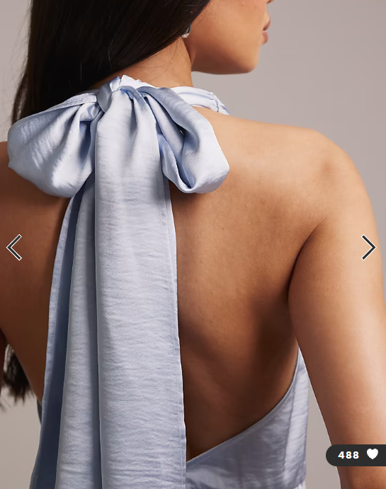 TFNC Bridesmaid satin plunge halterneck tassel detail maxi dress in blue