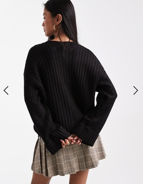 ASOS DESIGN knitted cardigan with turn up cuff in black