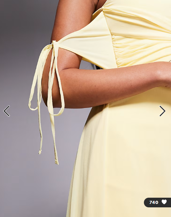 ASOS DESIGN off shoulder cut out mini dress with mesh drape in yellow