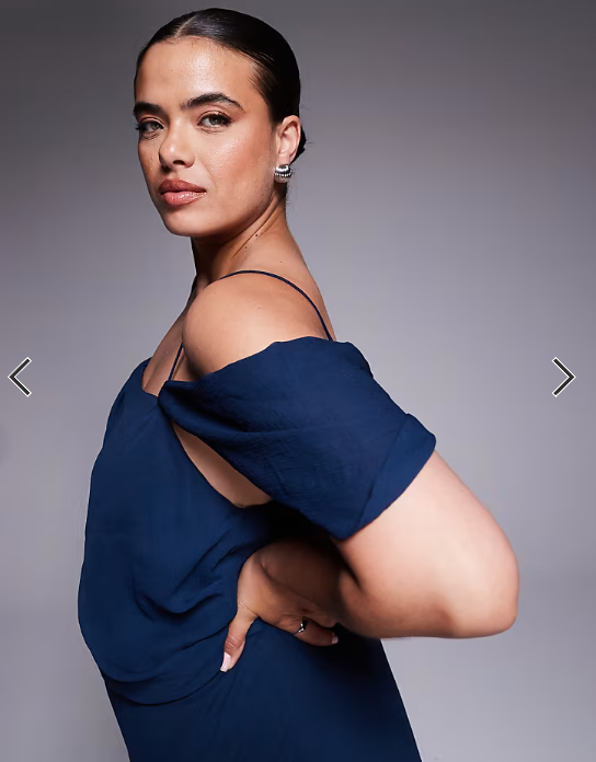 ASOS DESIGN Curve drape front chiffon maxi dress in navy
