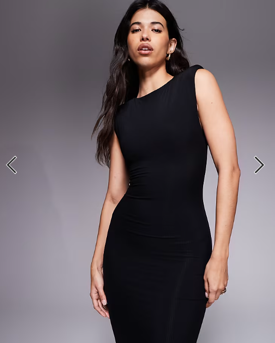 Wanderdoll Naomi sculpting sleeveless shoulder pad detail bodycon maxi dress in black