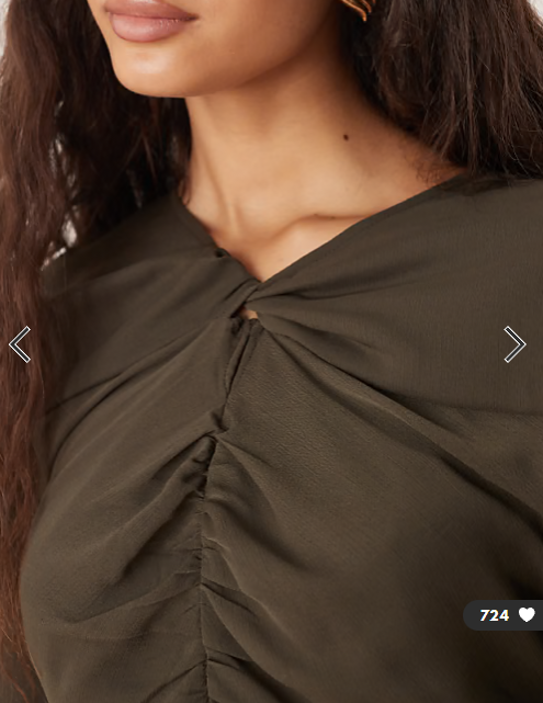 ASOS DESIGN mini dress with ruched bodice in dark olive