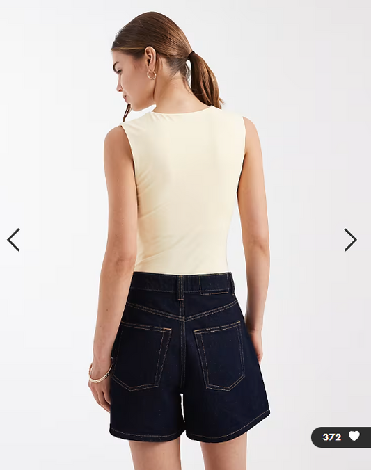 New Look square neck bodysuit in light yellow