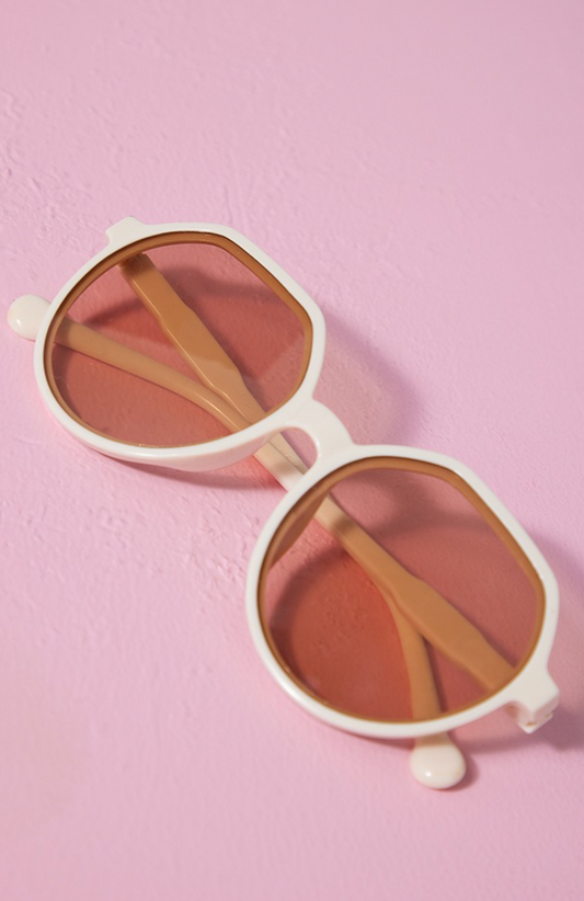 Nude Flat Top Rounded Sunglasses