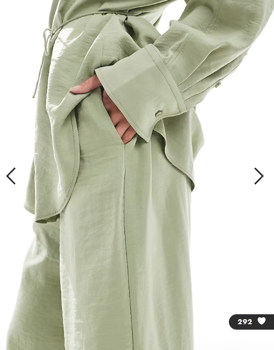 ASOS DESIGN modal tie waist wide leg trouser in olive co ord