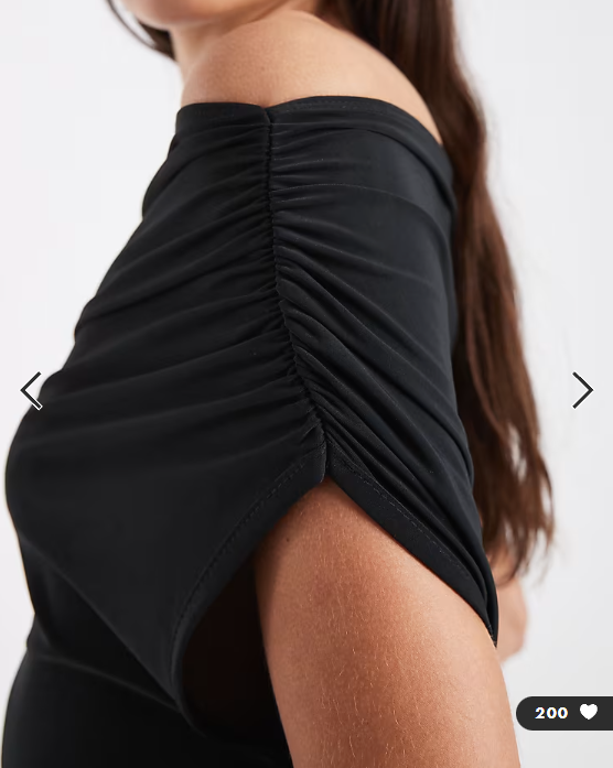 Asos - Slinky ruched off the shoulder bardot top in black