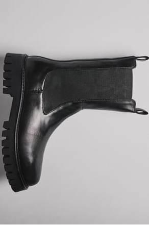 Leather Elastic Boots Black