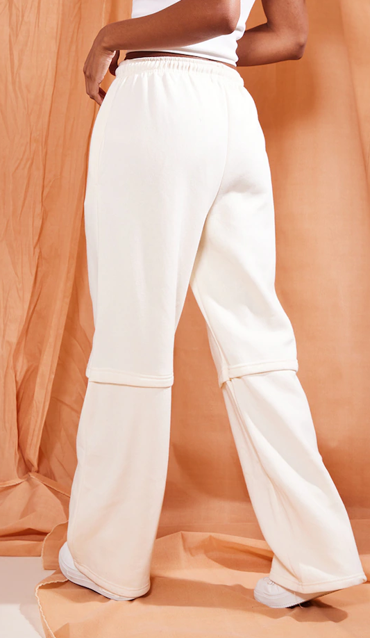 Cream Mid Rise Straight Leg Joggers