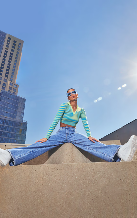 Baby Blue Chunky Rectangular Square Frame Sunglasses