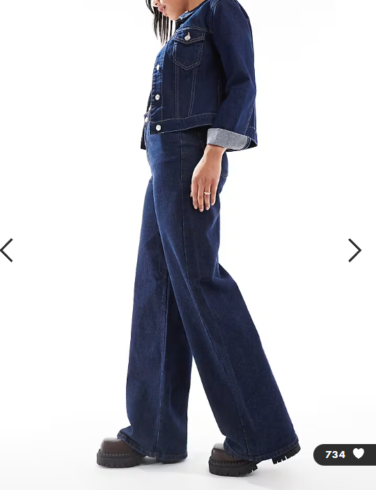 Pieces Selma high waisted wide leg jeans in dark blue denim