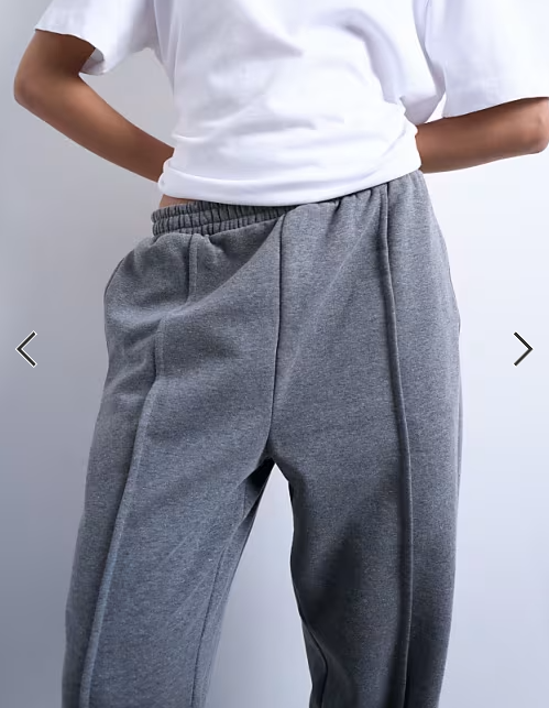 Topshop pintuck cuffed jogger in dark grey marl