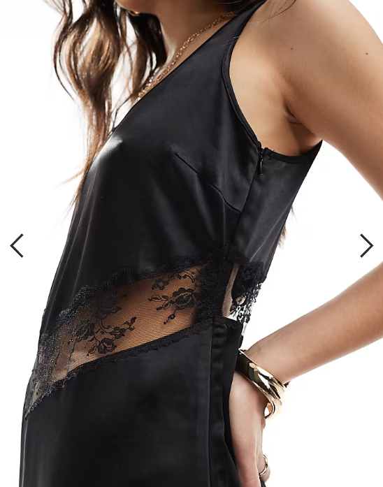 4th & Reckless satin and lace sheer insert maxi dress in black