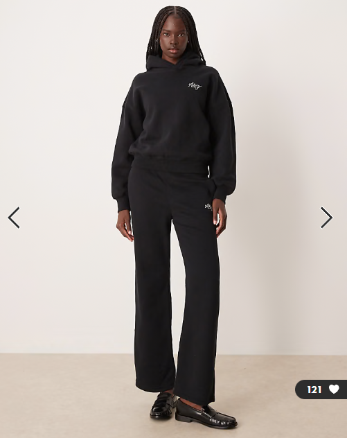 Abercrombie & Fitch side logo high rise relaxed sweatpants in black