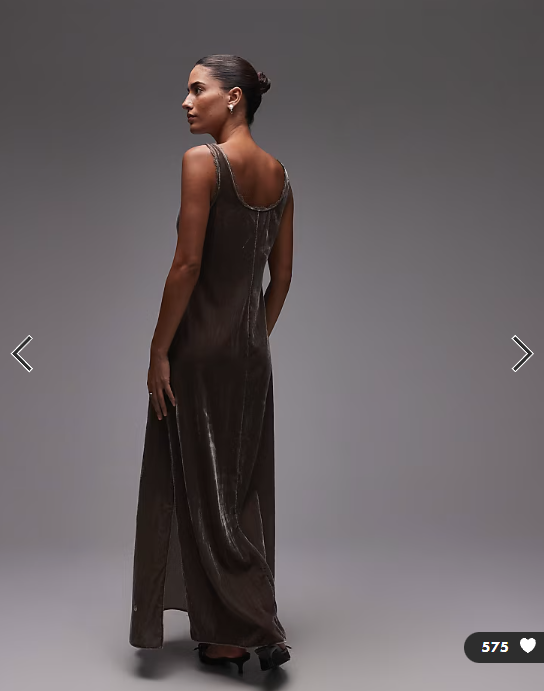 & Other Stories velvet maxi slip dress in mole