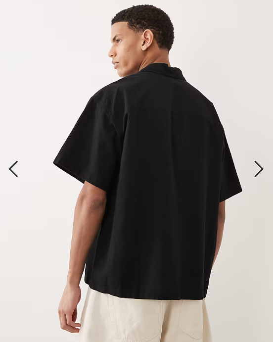 Jack & Jones oversize short sleeve linen blend shirt in black