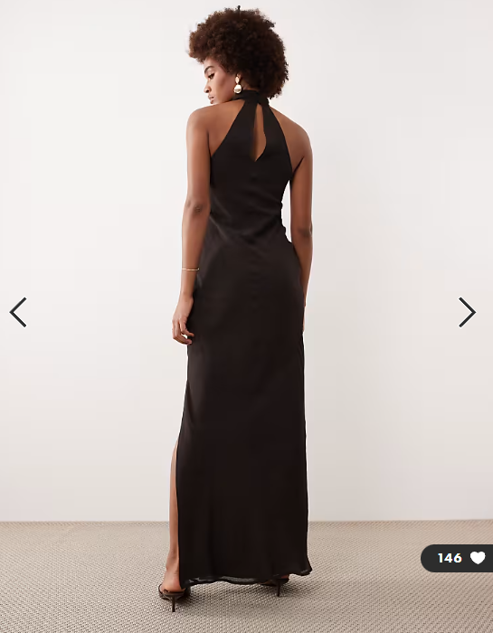 ASOS DESIGN Tall chiffon high neck midi dress in chocolate