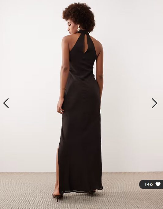 ASOS DESIGN Tall chiffon high neck midi dress in chocolate