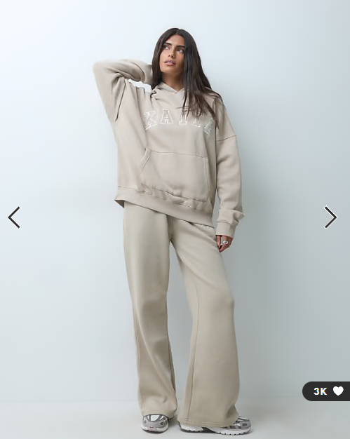 Kaiia cotton blend logo oversized hoodie in stone