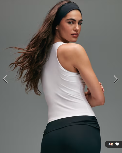 4505 plush lightweight ribbed racer vest with inner bra and removeable padding in white