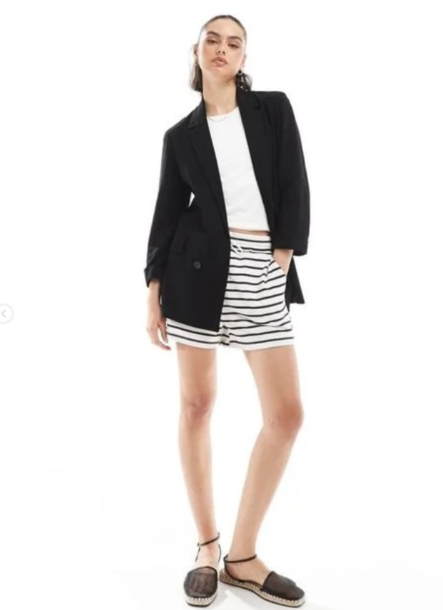 Stradivarius - Linen Look Blazer in Black
