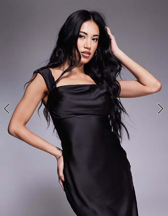 Princess Polly satin structured bardot maxi dress in black