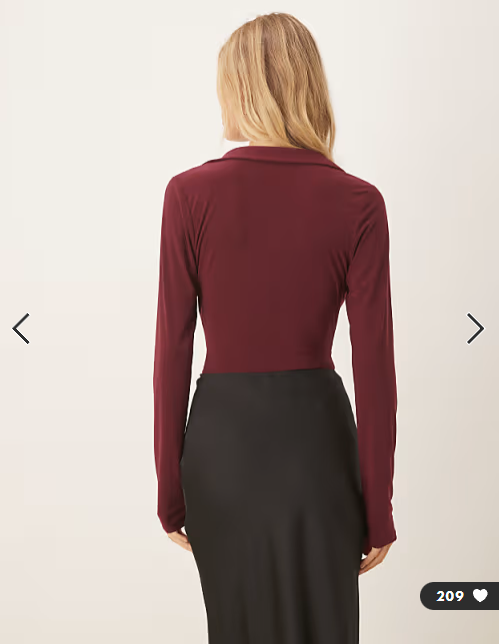 Asos - deep cowl neck slinky bodysuit in burgundy