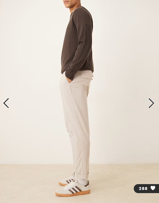ASOS DESIGN smart tapered chino trouser in stone twill