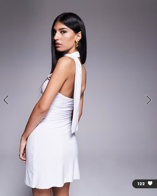 Fashionkilla exclusive slinky double sculpted halterneck scarf detail mini dress in white