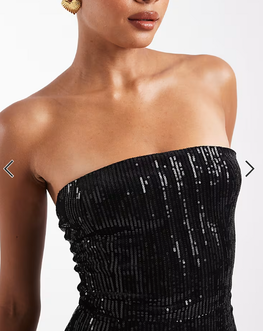 The Frolic exclusive sequin bandeau playsuit in black