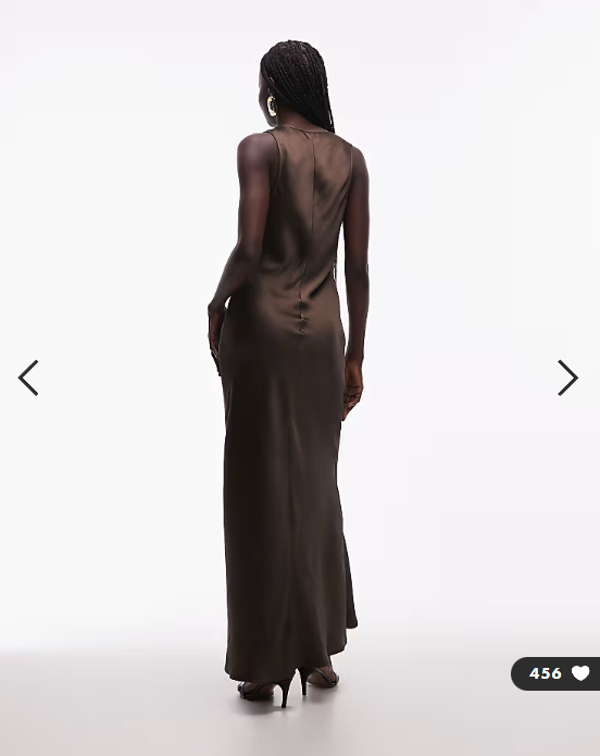 ASOS DESIGN scoop satin maxi dress in chocolate