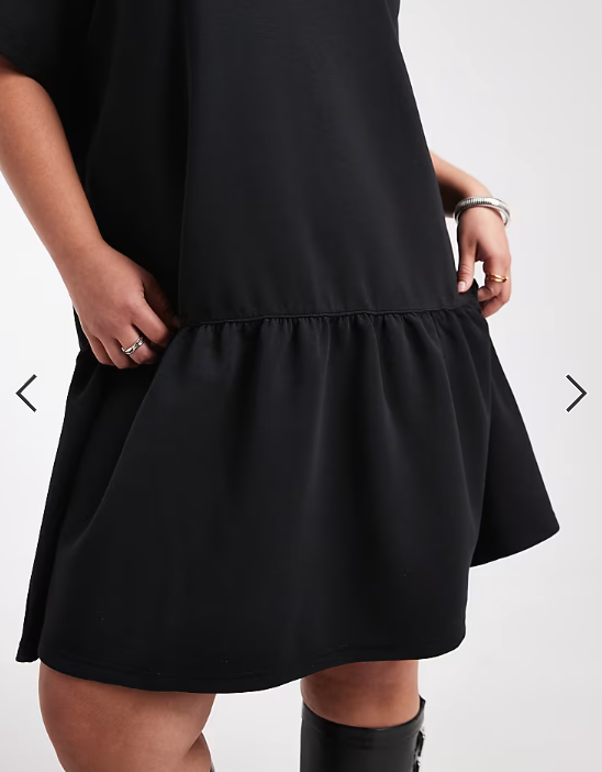 Noisy May Curve drop hem scuba-style fabric mini dress in black