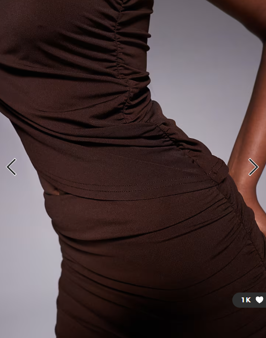 Tiger Mist Ryland off shoulder drape cut out detail mini dress in chocolate