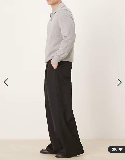 ASOS DESIGN smart pleated loose leg trousers in black