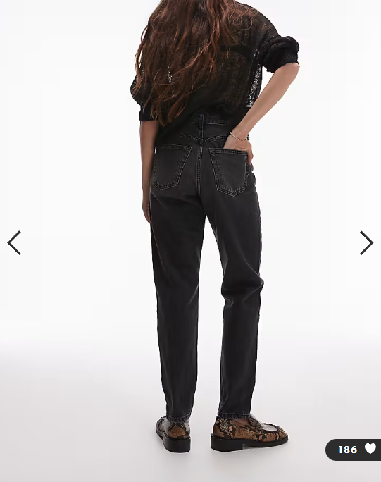 Topshop Hourglass original mom high rise jeans in washed black