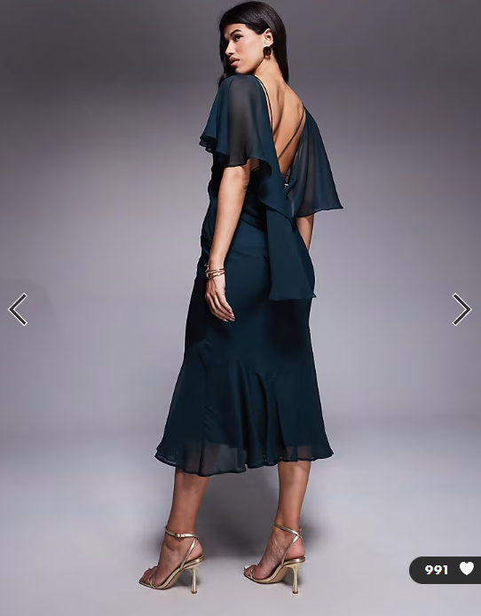 ASOS DESIGN cowl neck ruffle hem maxi dress in dark green