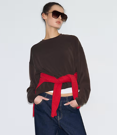 Asos - Stradivarius Basic soft-touch sweatshirt in brown