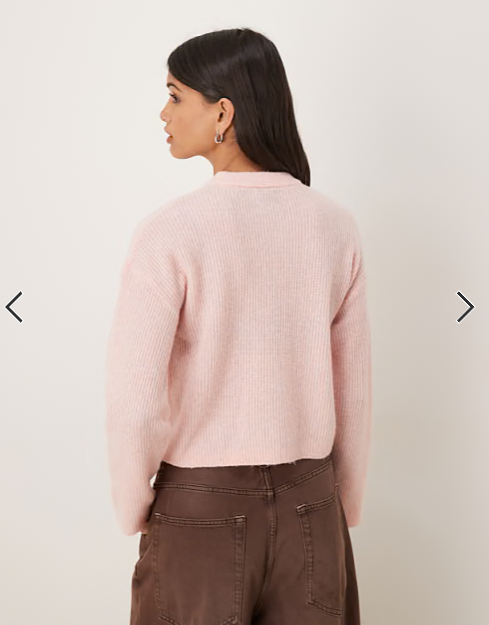 ASOS DESIGN wool and alpaca relaxed cardigan in pink