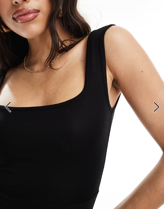 ASOS DESIGN square neck softline mini dress in black