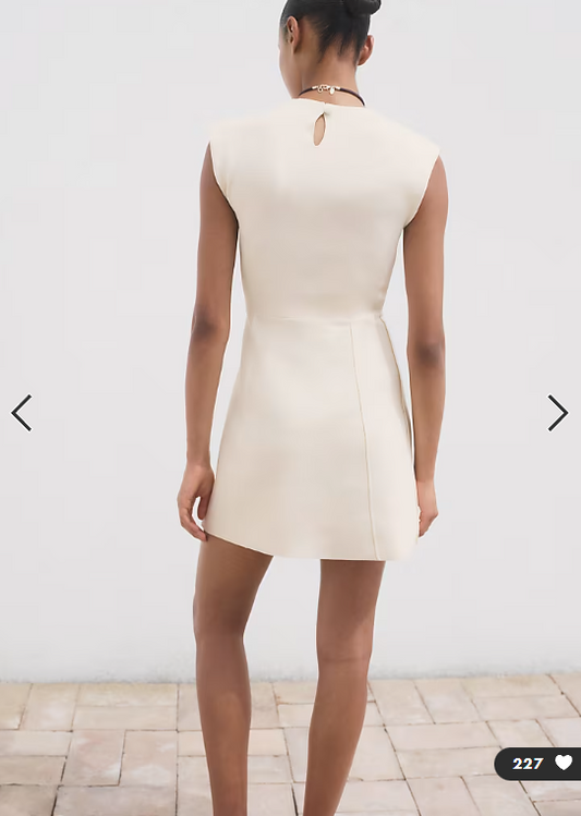 Mango high neck cap sleeve compact knit ini dress in winter white