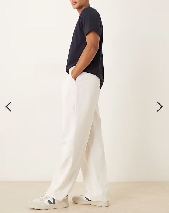ASOS DESIGN smart pleated wide leg trousers in white