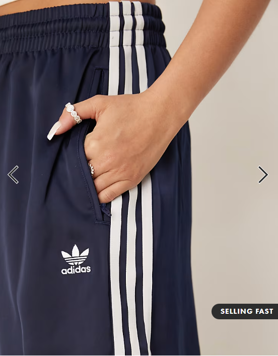 adidas Originals wide leg satin joggers in navy