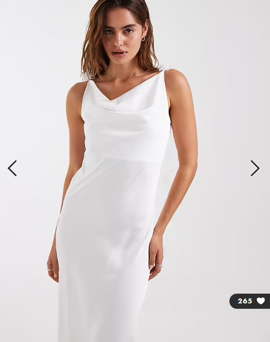 Vero Moda satin cowl neck maxi dress with 3d floral applique trim in white