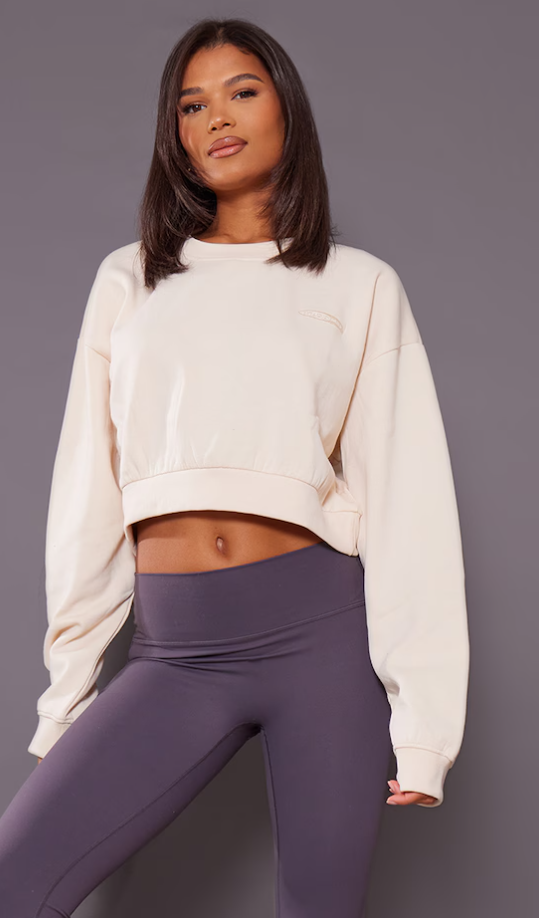 Cream Studio Mode Embroidered Cropped Sweatshirt