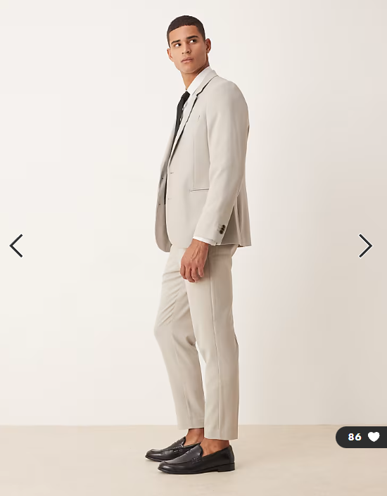 ASOS DESIGN tapered suit trousers in stone twill