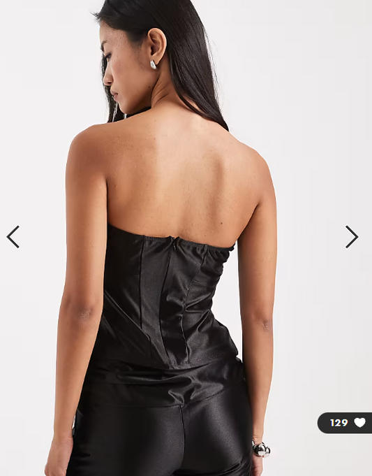 COLLUSION stretch satin bandeau corset top co-ord