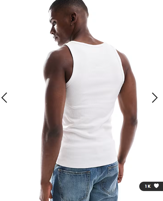 New Look muscle fit ribbed vest in white
